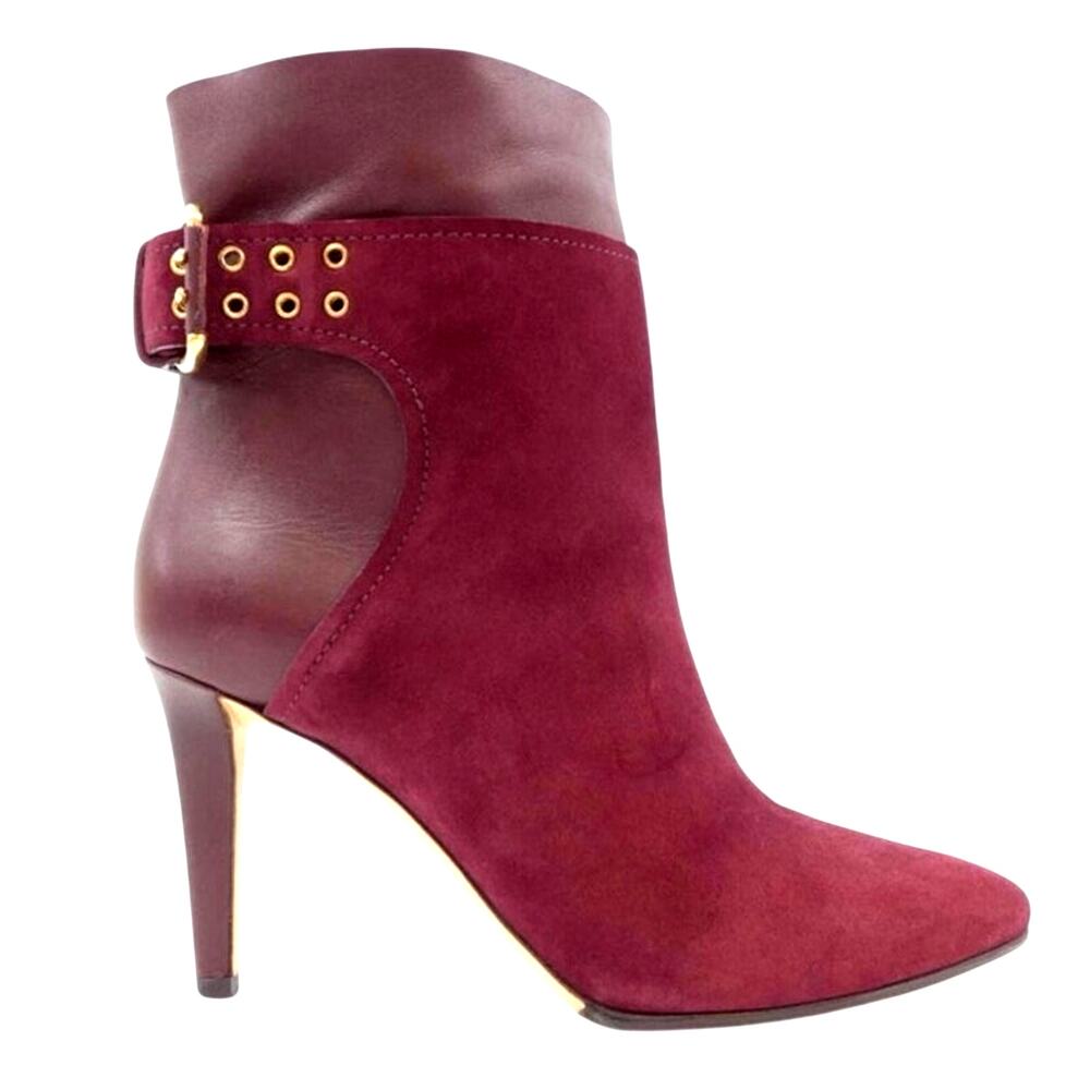 Jimmy Choo Burgundy Suede Pointed Toe Ankle Boots Size 41
